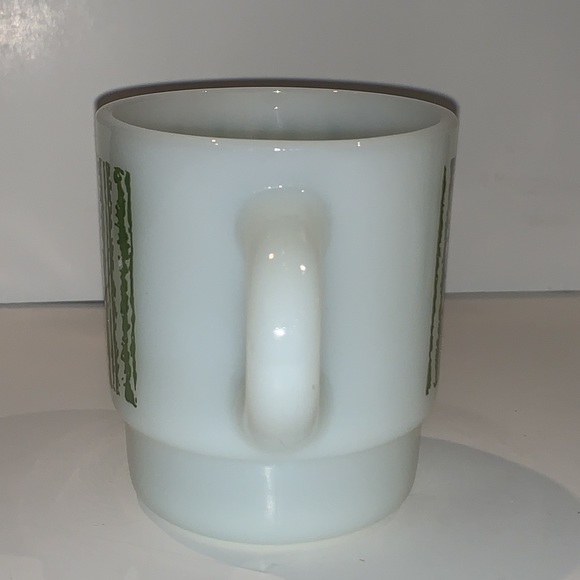 Fire King Green Bar Code Milk Glass Stacking Mugs, Vtg 1970's, by Anchor Hocking - Picture 6 of 7